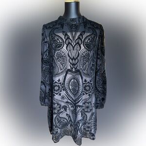 Velvet Burn Out Nude Illusion Dress